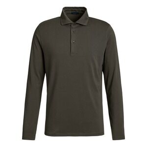 Patrick Assaraf Pima Cotton Long Sleeve Polo Shirt Charcoal‎ Grey XL